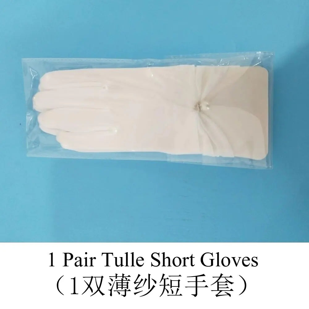 Gants de poignet courts en tulle blanc pour femmes