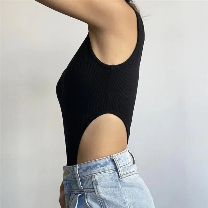 Body moulant sans manches pour femmes