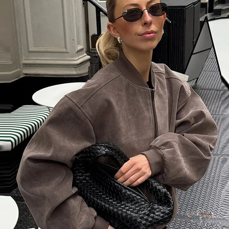 Veste à fermeture éclair et manches longues pour femmes