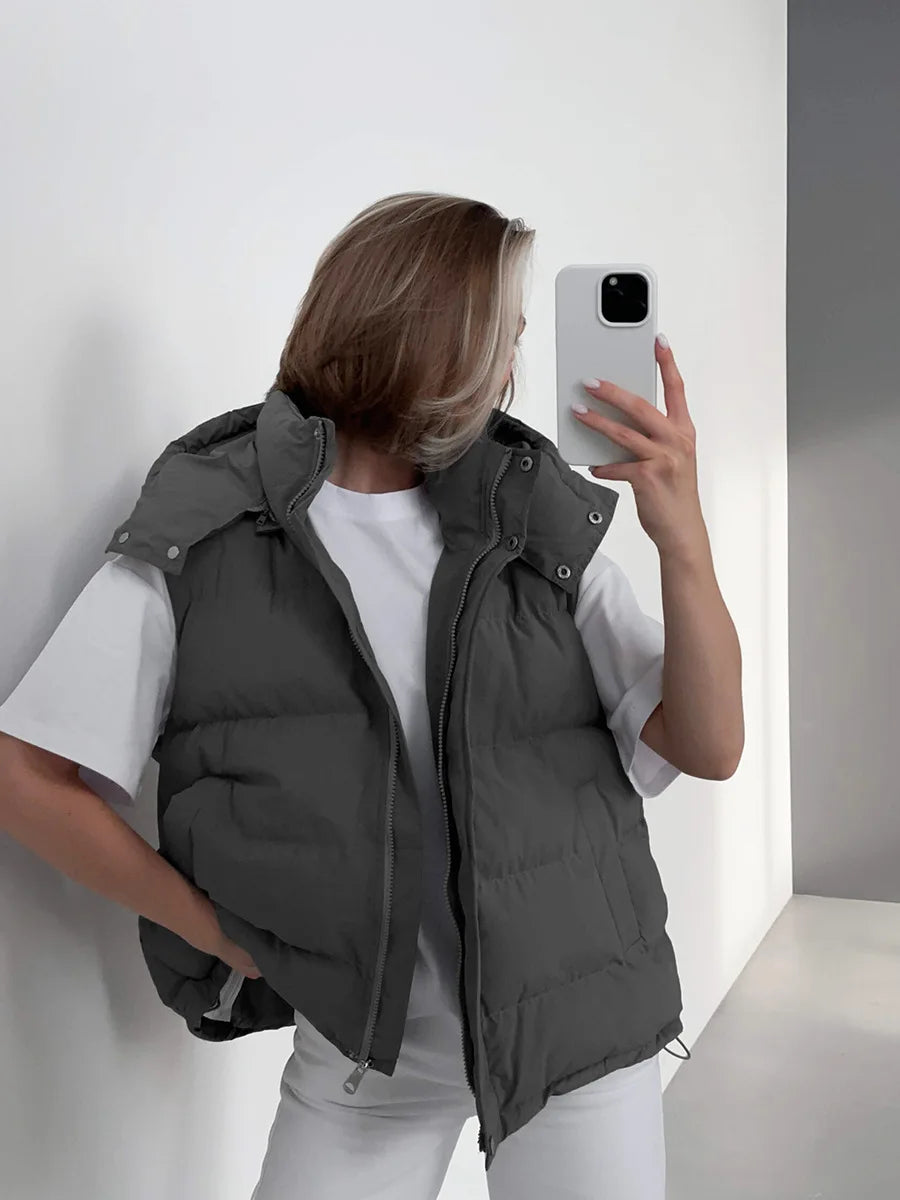 Gilet sans manches à capuche pour femmes