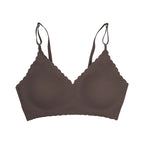 Soutien-gorge confortable sans fil rembourré avec bord ondulé pour femmes