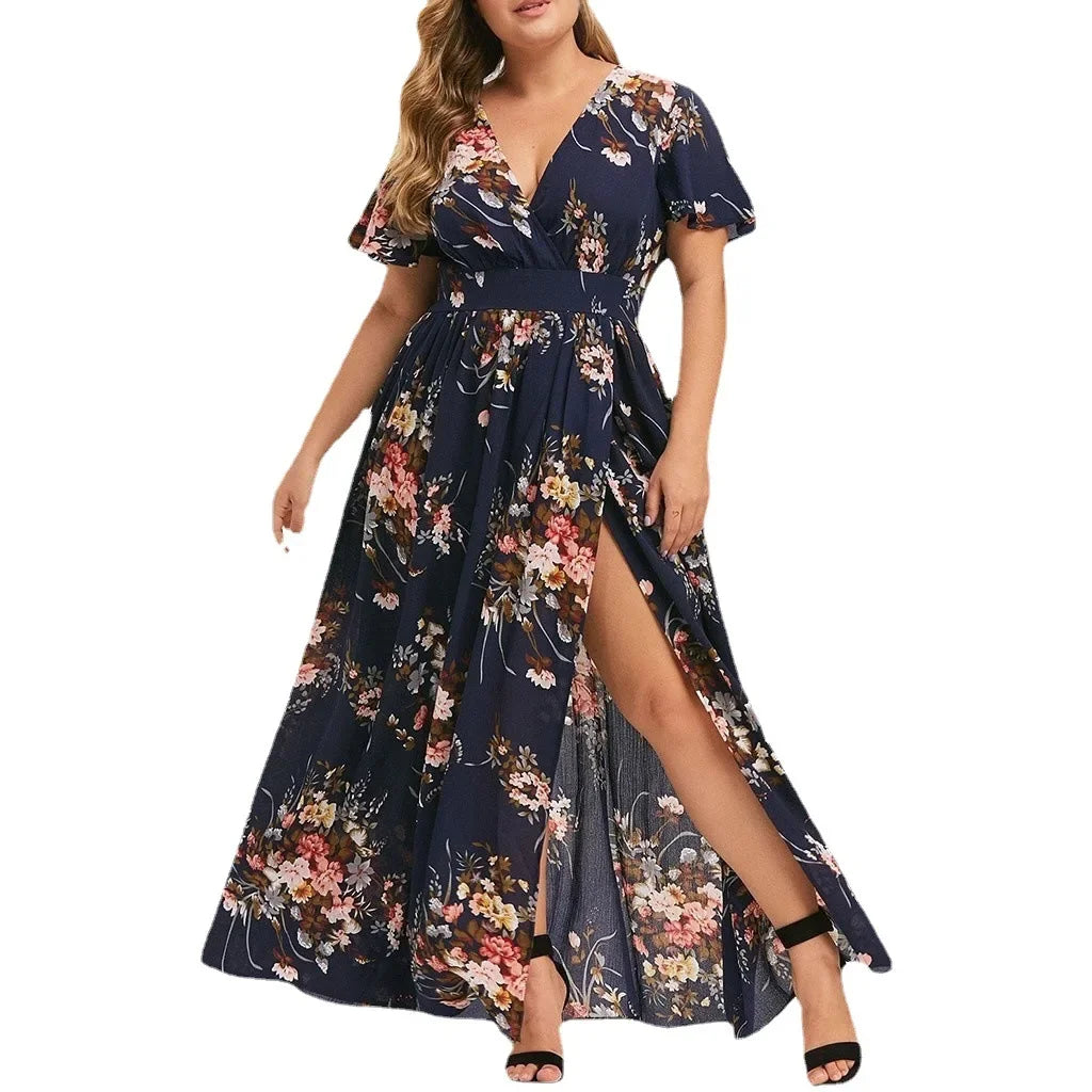 Robe fendue imprimée pour femmes