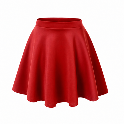 Mini-jupe rouge évasée à taille élastique